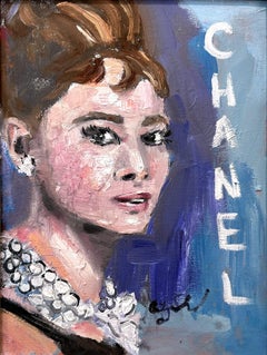"Audrey & Chanel" Audrey Hepburn Breakfast at Tiffany's Pop Art Oil Painting