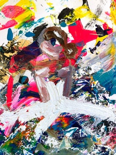 "Barcelona Nights" Colorful French Haute Couture Gown Oil Painting on Paper