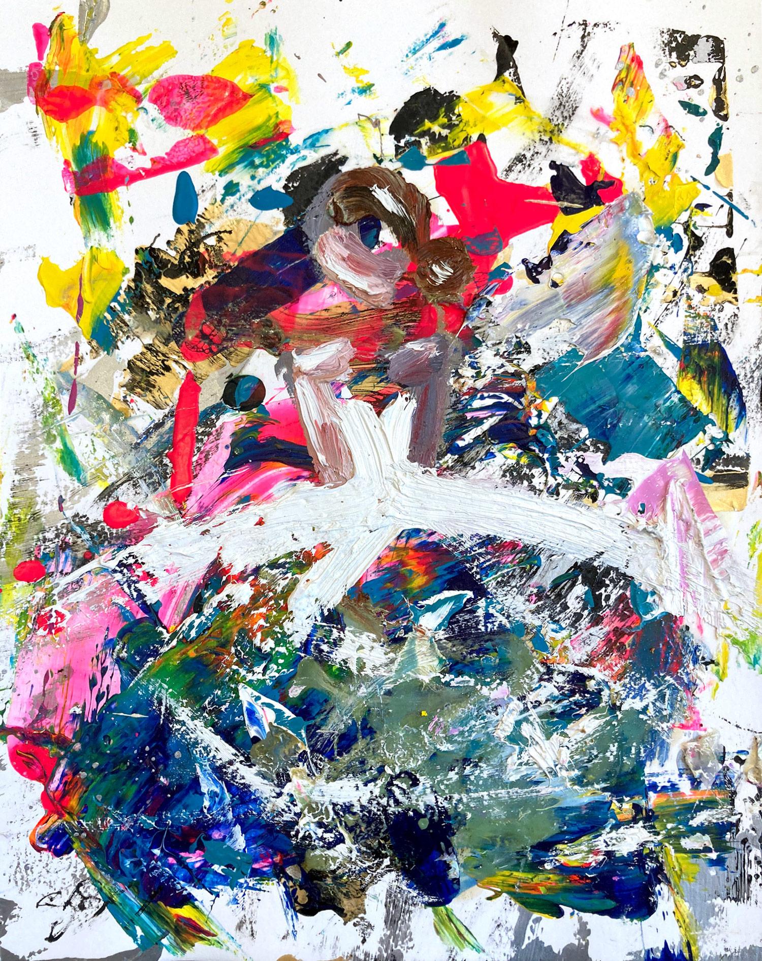 "Noches de Barcelona" Colorido Vestido de Alta Costura Francesa Pintura al Óleo sobre Papel