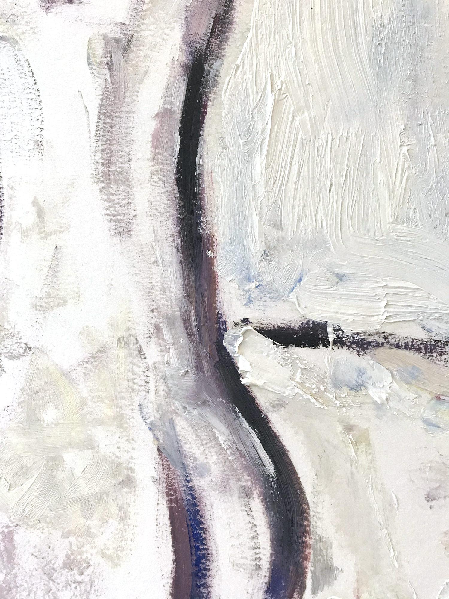 „Bather Study“ nach Modigliani, Akt-Ölgemälde auf schwerem Papier (Grau), Abstract Painting, von Cindy Shaoul