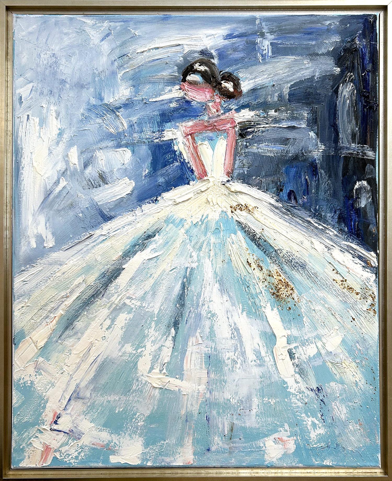 "Parisian Mornings" Abstract Figure in Haute Couture Gown Oil Painting on Canvas