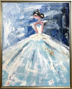 "Parisian Mornings" - Figure abstraite dans une robe haute couture - Peinture à l'huile sur toile