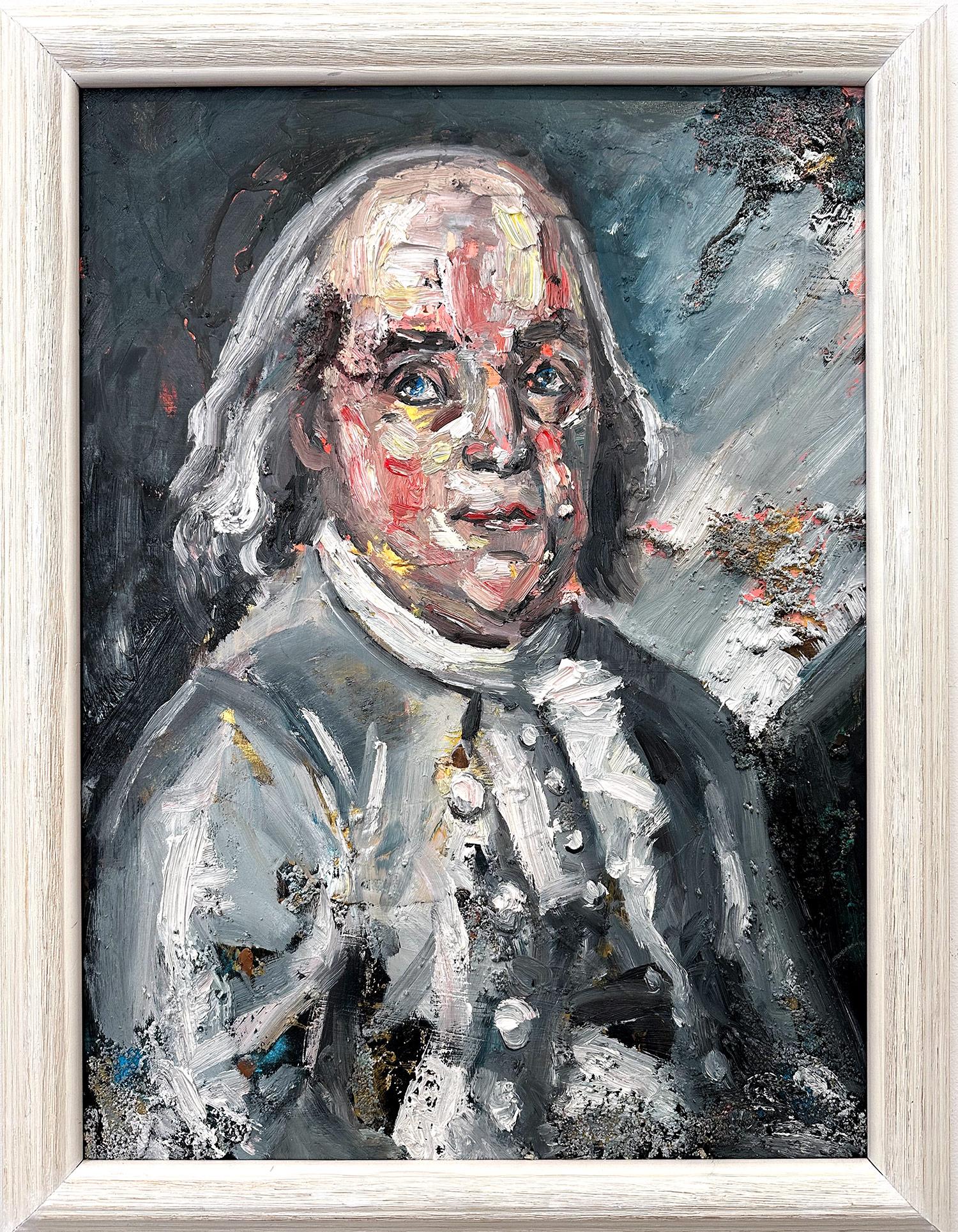 Impressionistisches, farbenfrohes, abstraktes Ölgemälde „Benjamin“ Benjamin Franklin