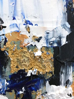 "Beyond Blue" Buntes zeitgenössisches Öl- und Mischtechnik-Gemälde auf Leinwand