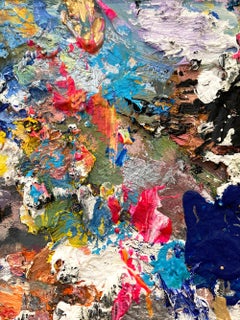 "Big Dreams" Contemporary Abstract Oil Painting on Wood Panel in White Frame