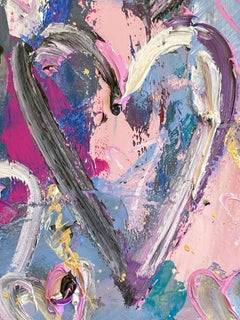 "Bitter Sweet Symphony" Colorful Hearts Abstract Acrylic & Oil Painting on Paper
