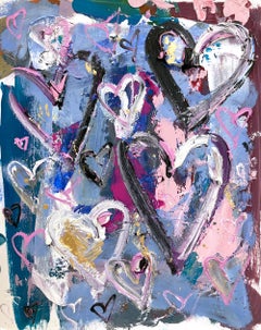 "Bitter Sweet Symphony" Colorful Hearts Abstract Acrylic & Oil Painting on Paper