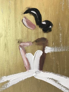 "Noches parisinas" Figura y vestido blanco Alta Costura francesa Pintura al óleo sobre papel