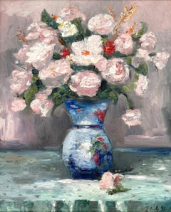 "Blooming in Paris" Impressionistic Peonies Still Life in style of Claude Monet