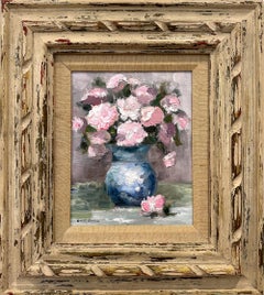 "Florece en París" Bodegón impresionista de peonías al estilo de Claude Monet