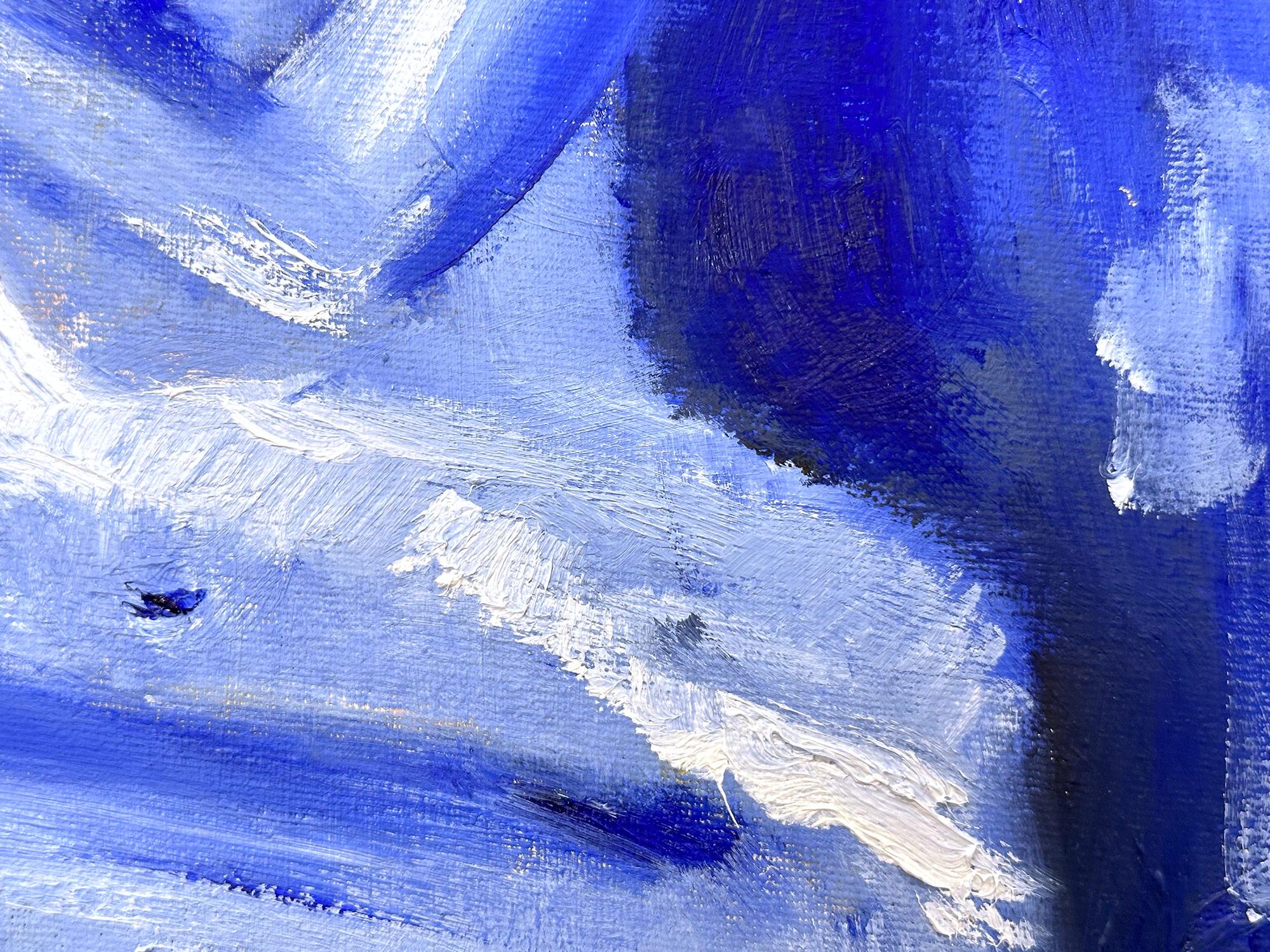 Peinture à l'huile sur toile « Blue Nude », style abstrait moderne et abstrait de Modigliani - Moderne Painting par Cindy Shaoul