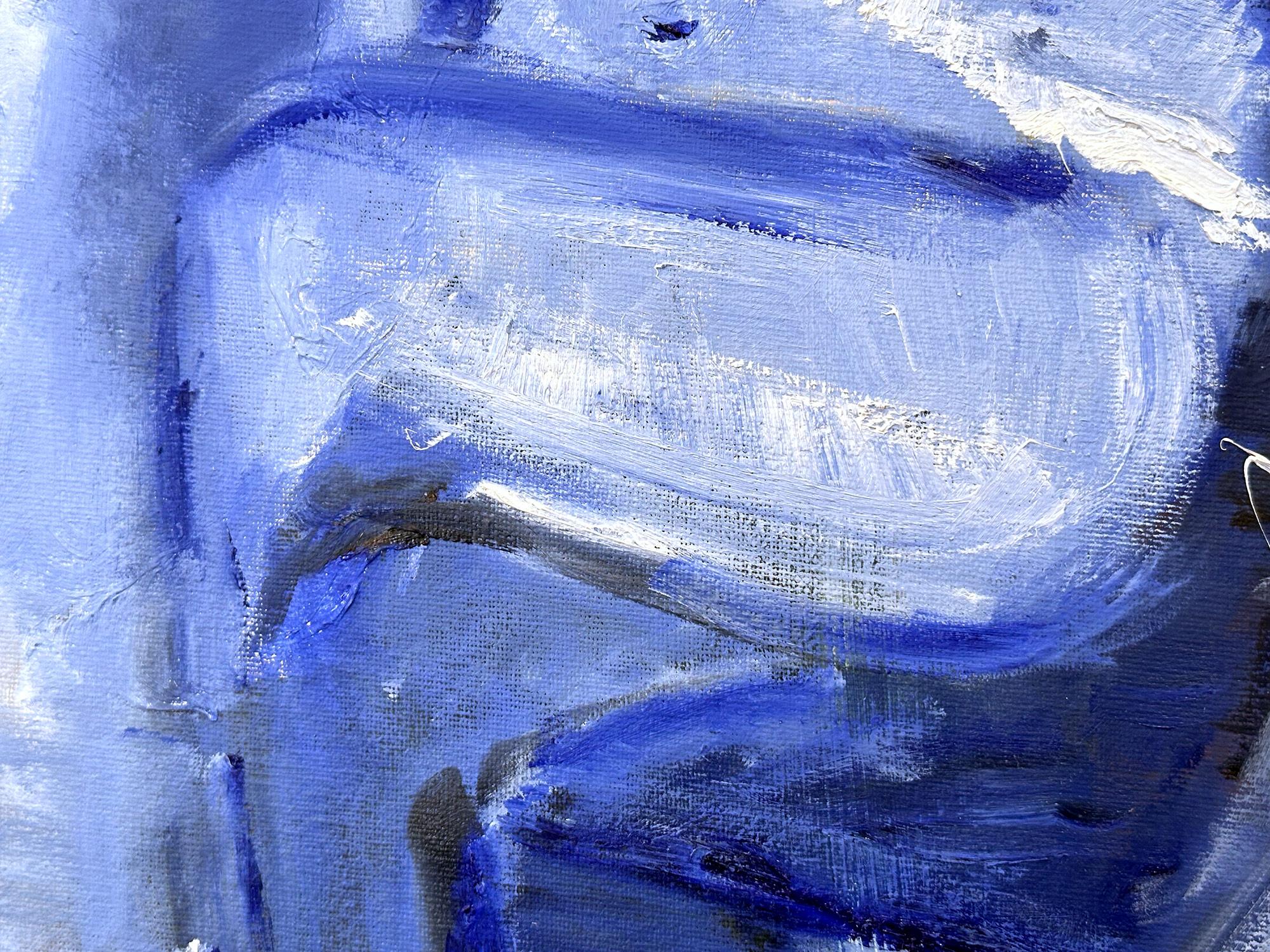 Peinture à l'huile sur toile « Blue Nude », style abstrait moderne et abstrait de Modigliani en vente 1