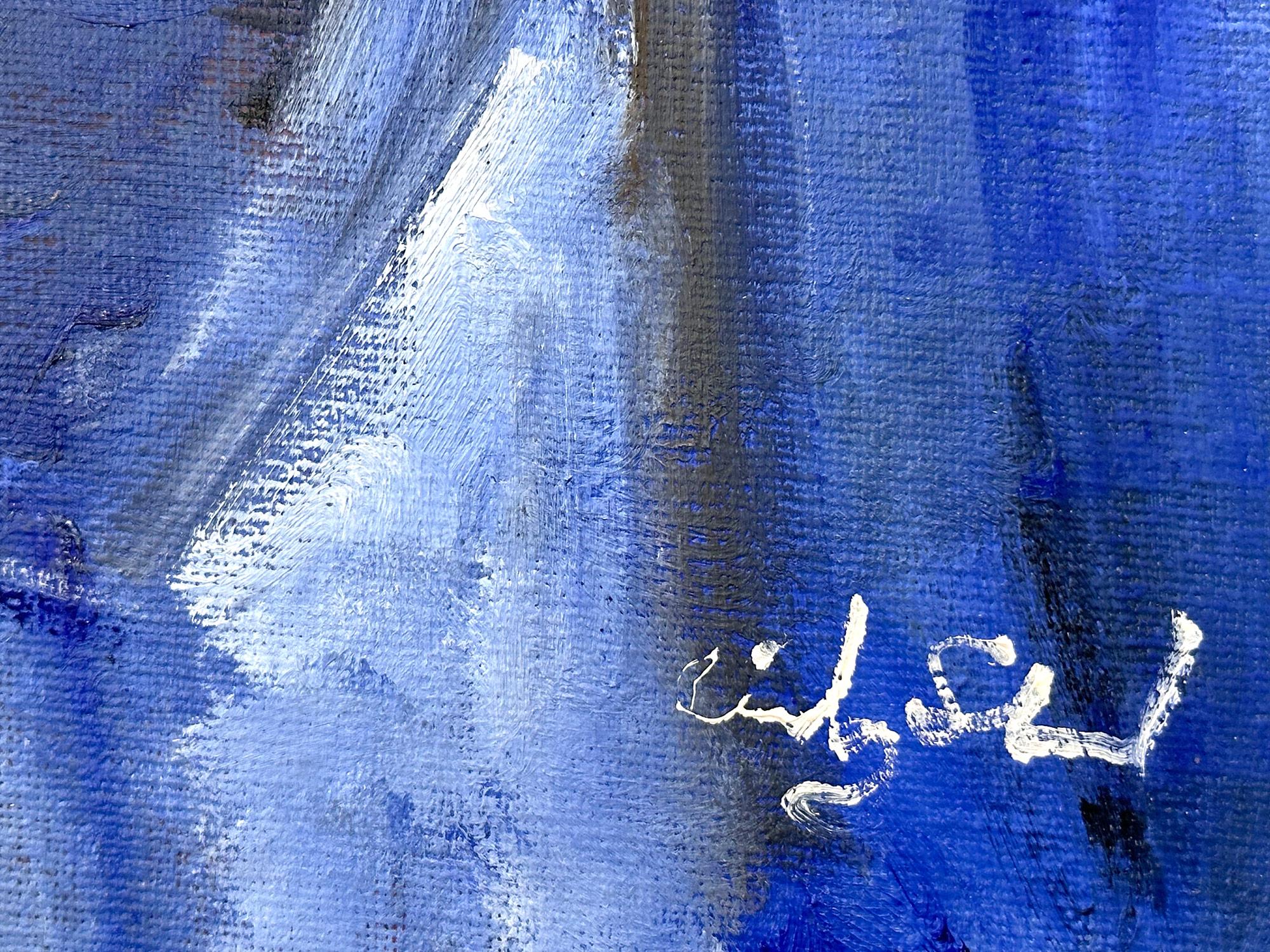 Peinture à l'huile sur toile « Blue Nude », style abstrait moderne et abstrait de Modigliani en vente 2