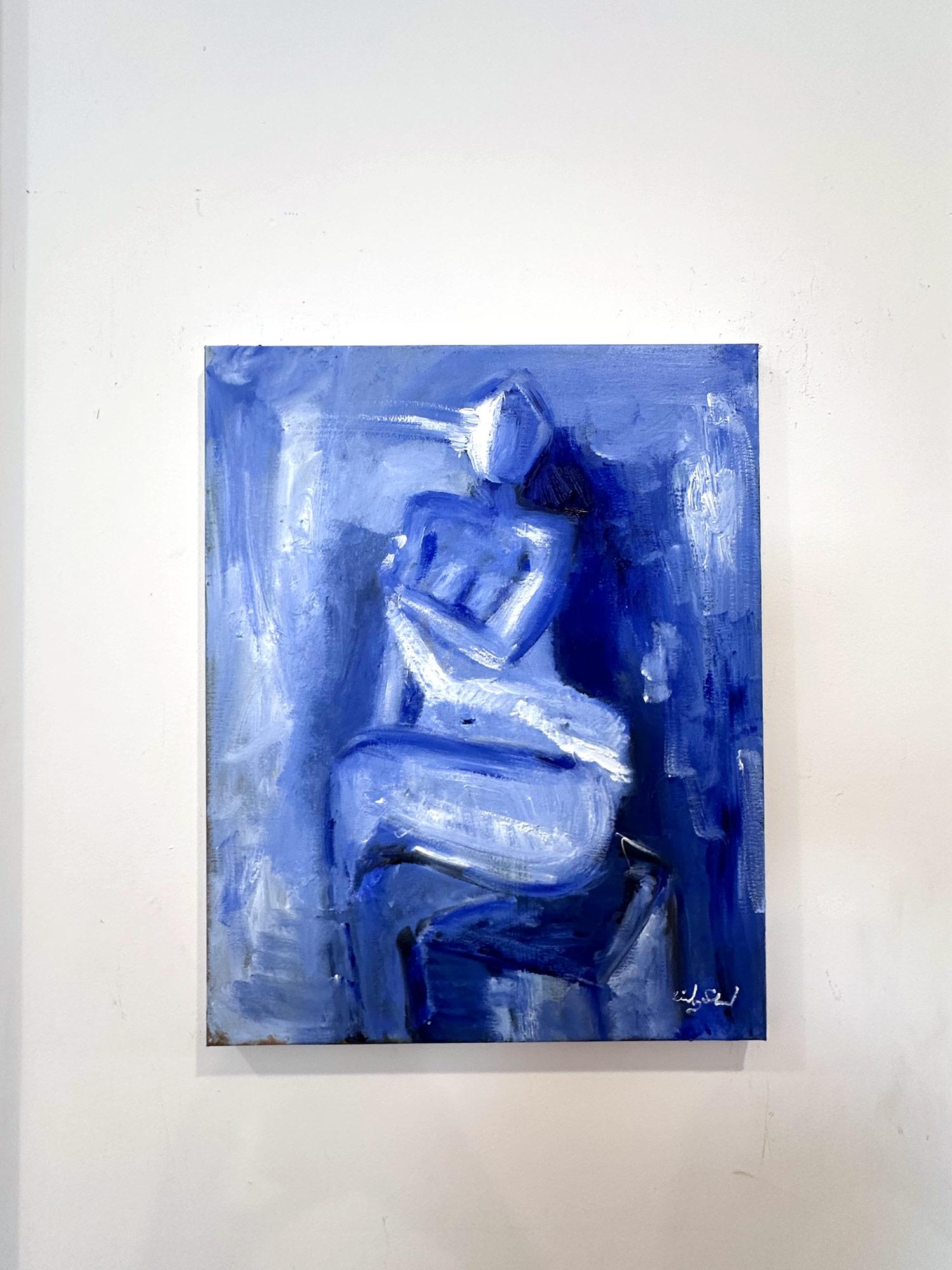 Peinture à l'huile sur toile « Blue Nude », style abstrait moderne et abstrait de Modigliani en vente 4