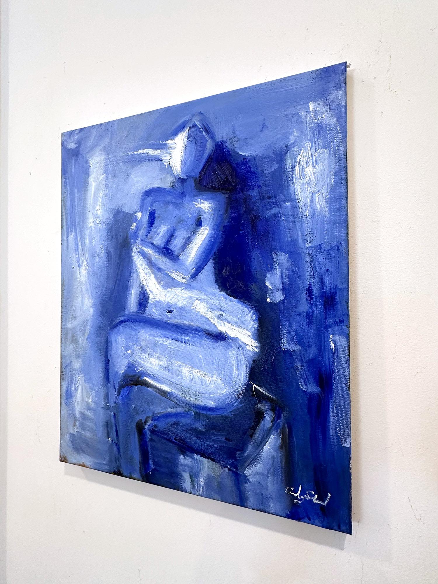 Peinture à l'huile sur toile « Blue Nude », style abstrait moderne et abstrait de Modigliani en vente 5