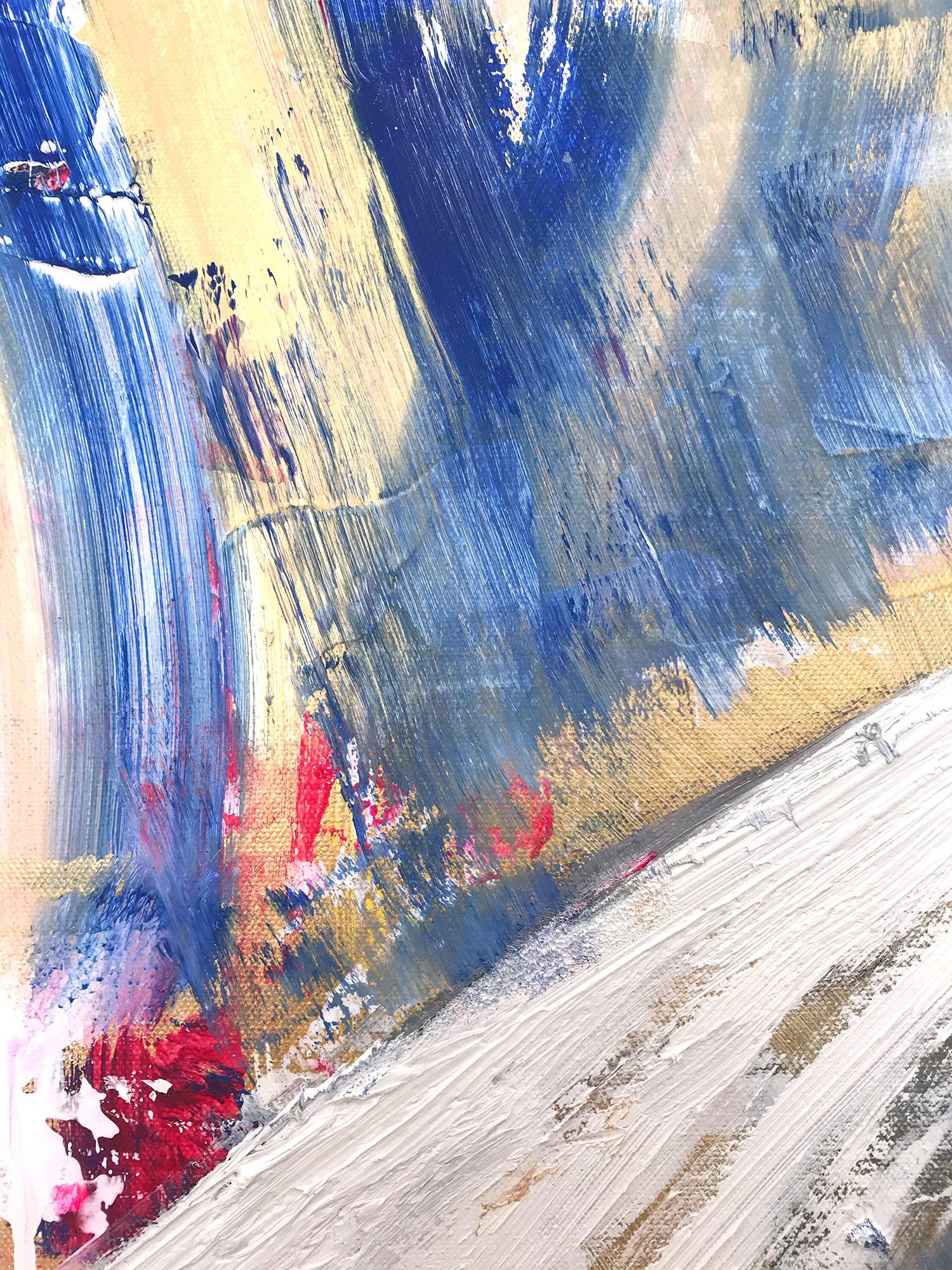 Peinture à l'huile sur toile - Figure abstraite avec robe de haute couture française - Gris Abstract Painting par Cindy Shaoul