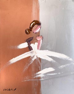 "Bronze et Silver Chanel" Figure en robe Haute Couture Peinture à l'huile sur papier