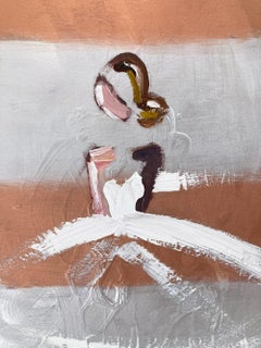 "Bronze and Silver on Chanel" Figure in Gown Haute Couture Oil Painting on Paper