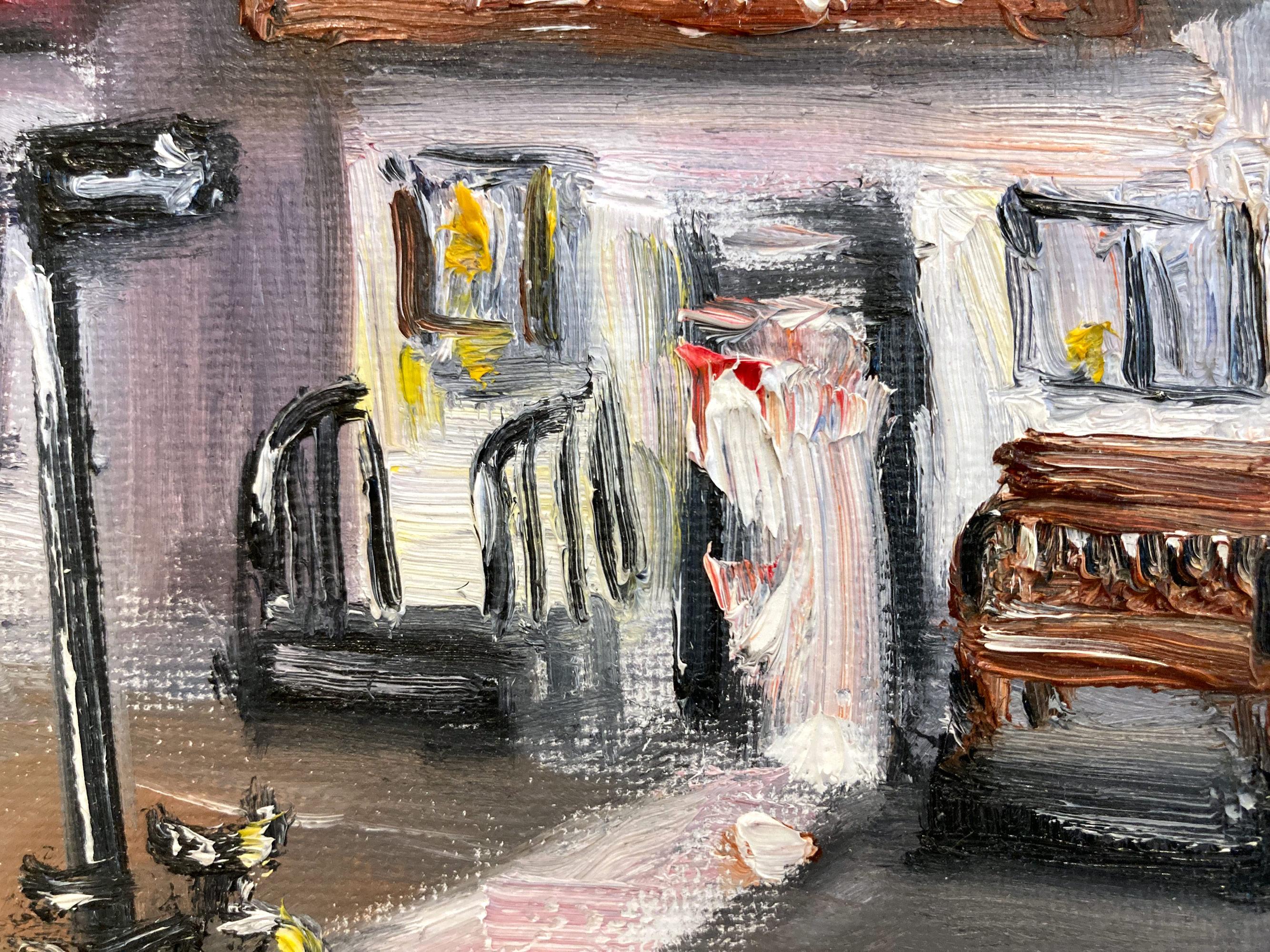 „Brunch at 12 Chairs“, Plein Air Restaurant, Ölgemälde in Soho, New York City im Angebot 7