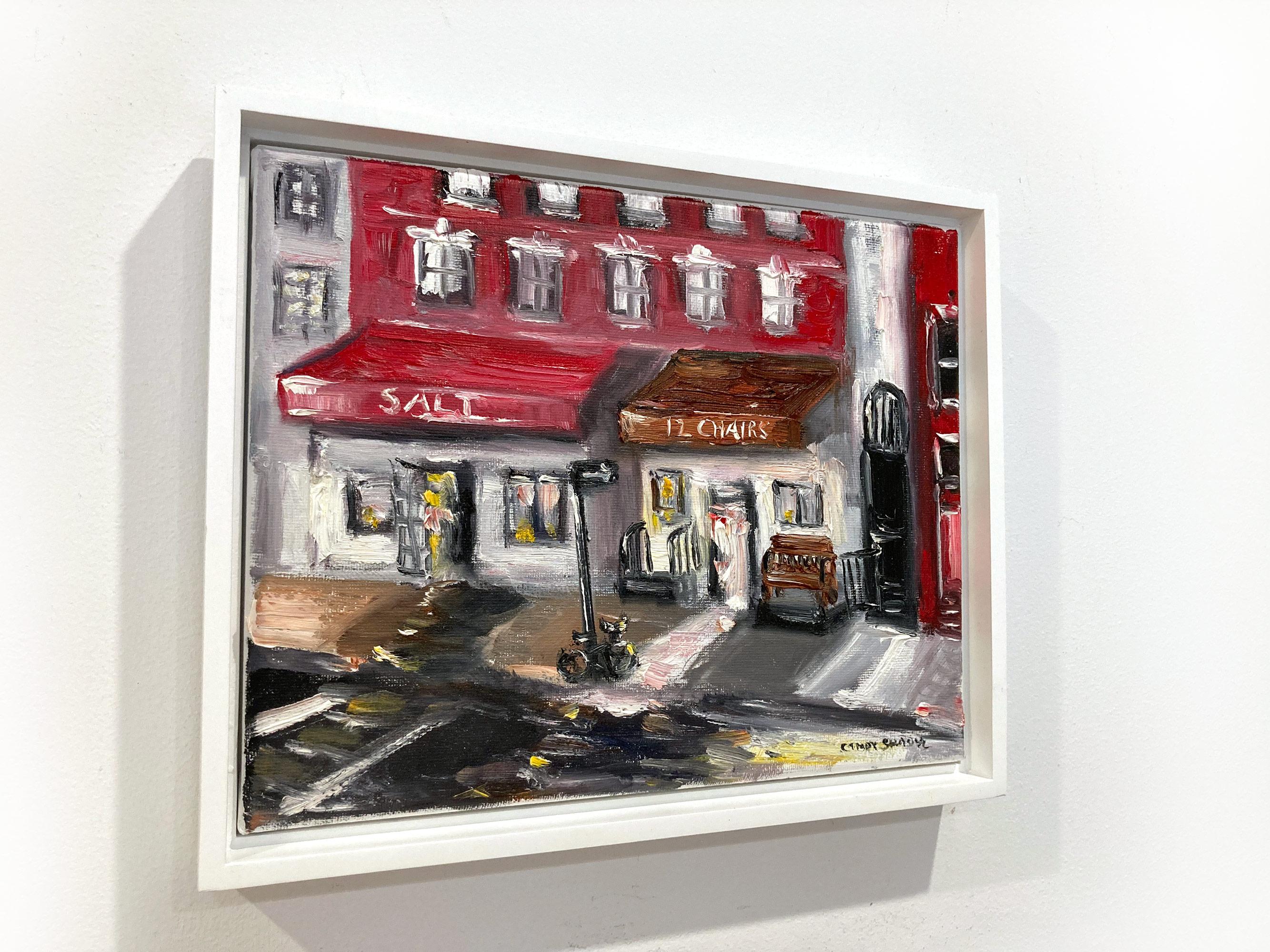 „Brunch at 12 Chairs“, Plein Air Restaurant, Ölgemälde in Soho, New York City im Angebot 13