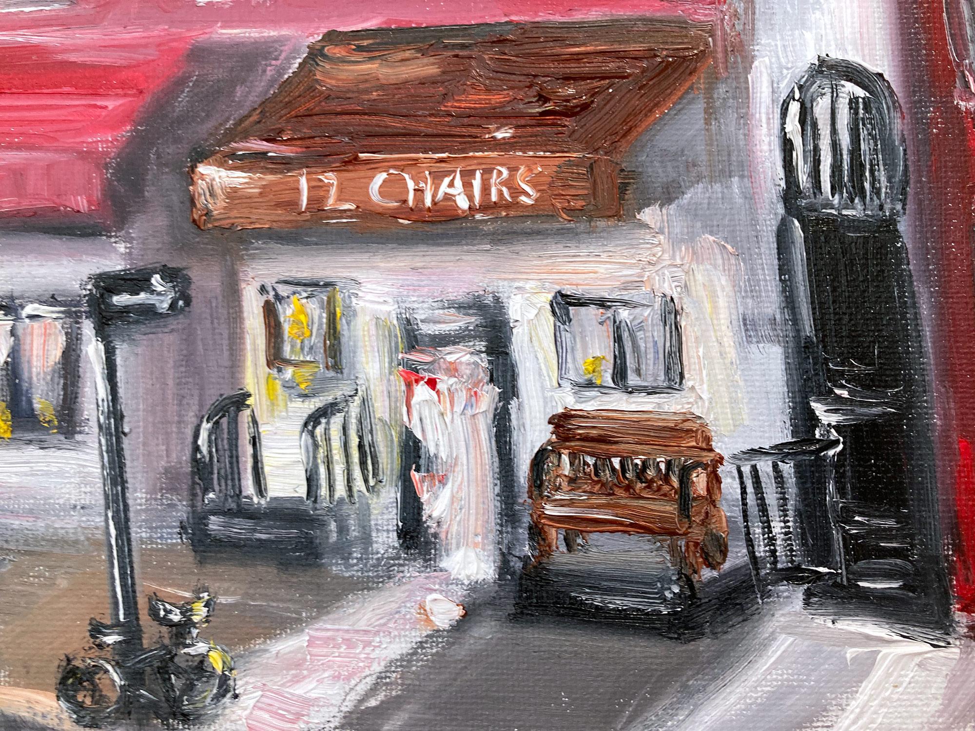 „Brunch at 12 Chairs“, Plein Air Restaurant, Ölgemälde in Soho, New York City (Amerikanischer Impressionismus), Painting, von Cindy Shaoul