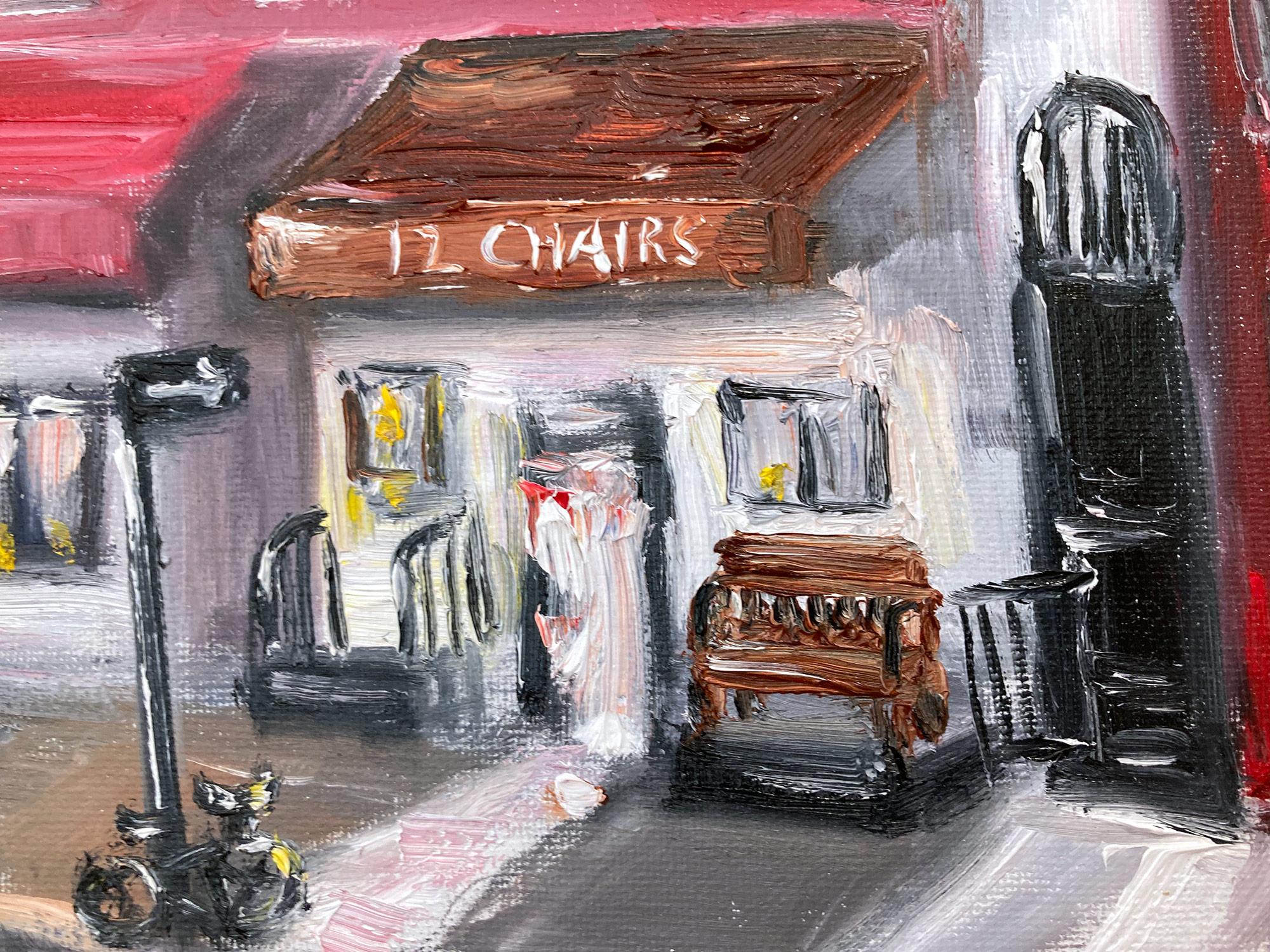„Brunch at 12 Chairs“, Plein Air Restaurant, Ölgemälde in Soho, New York City im Angebot 2