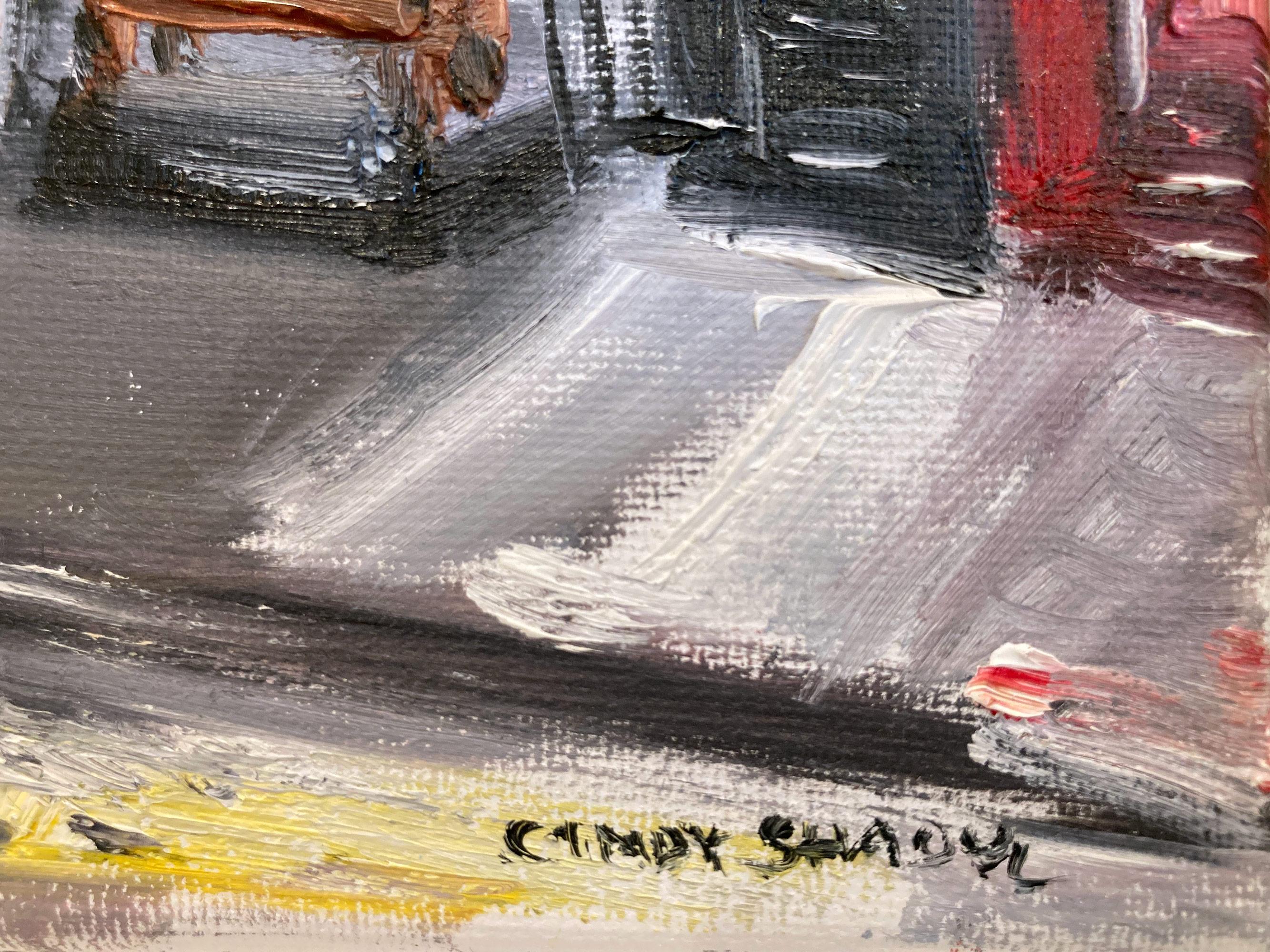 „Brunch at 12 Chairs“, Plein Air Restaurant, Ölgemälde in Soho, New York City im Angebot 6