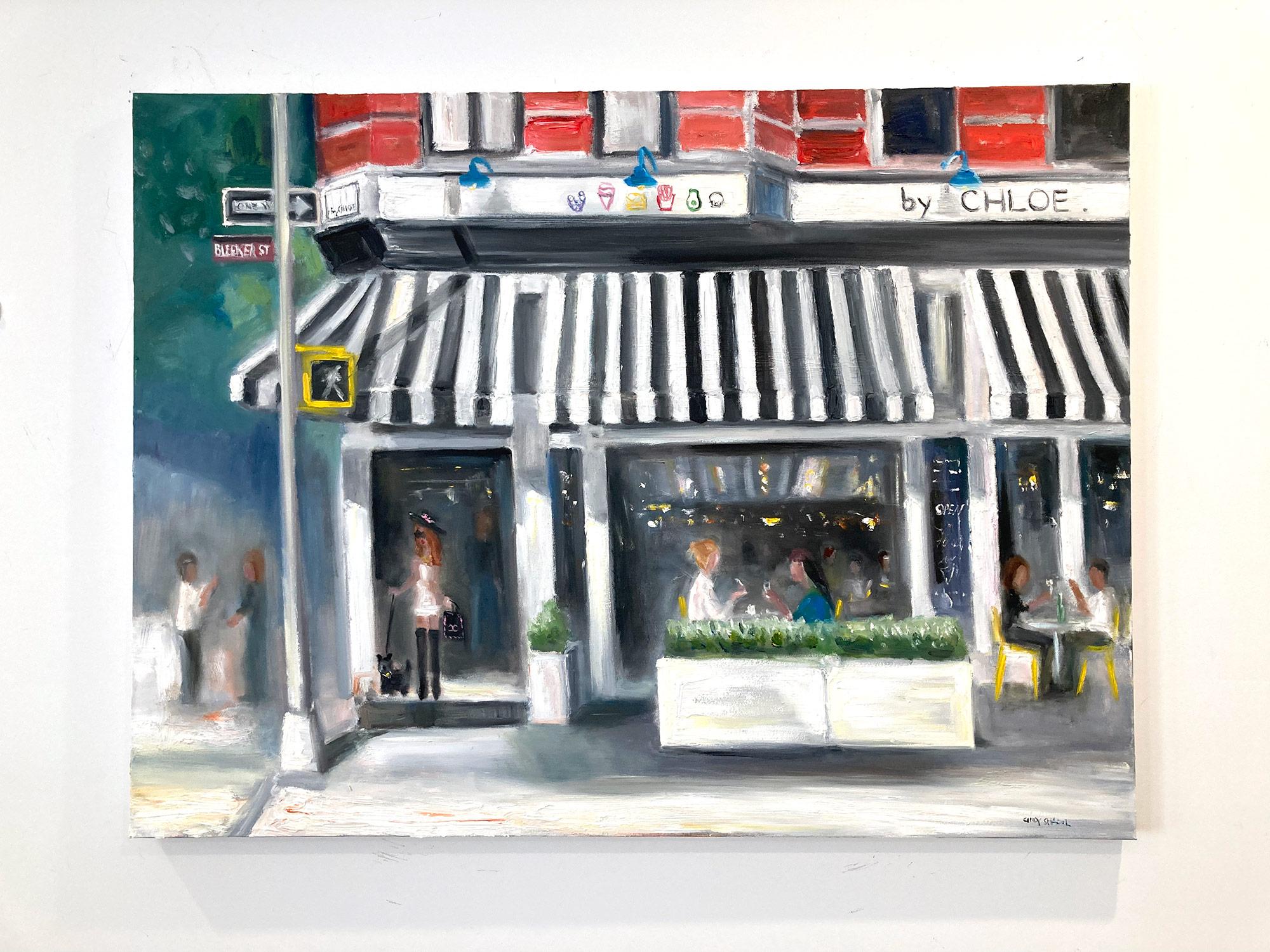 Impressionistische Szene, Ölgemälde auf Leinwand, „Brunch By Chloe NYC Bleecker St“ im Angebot 9