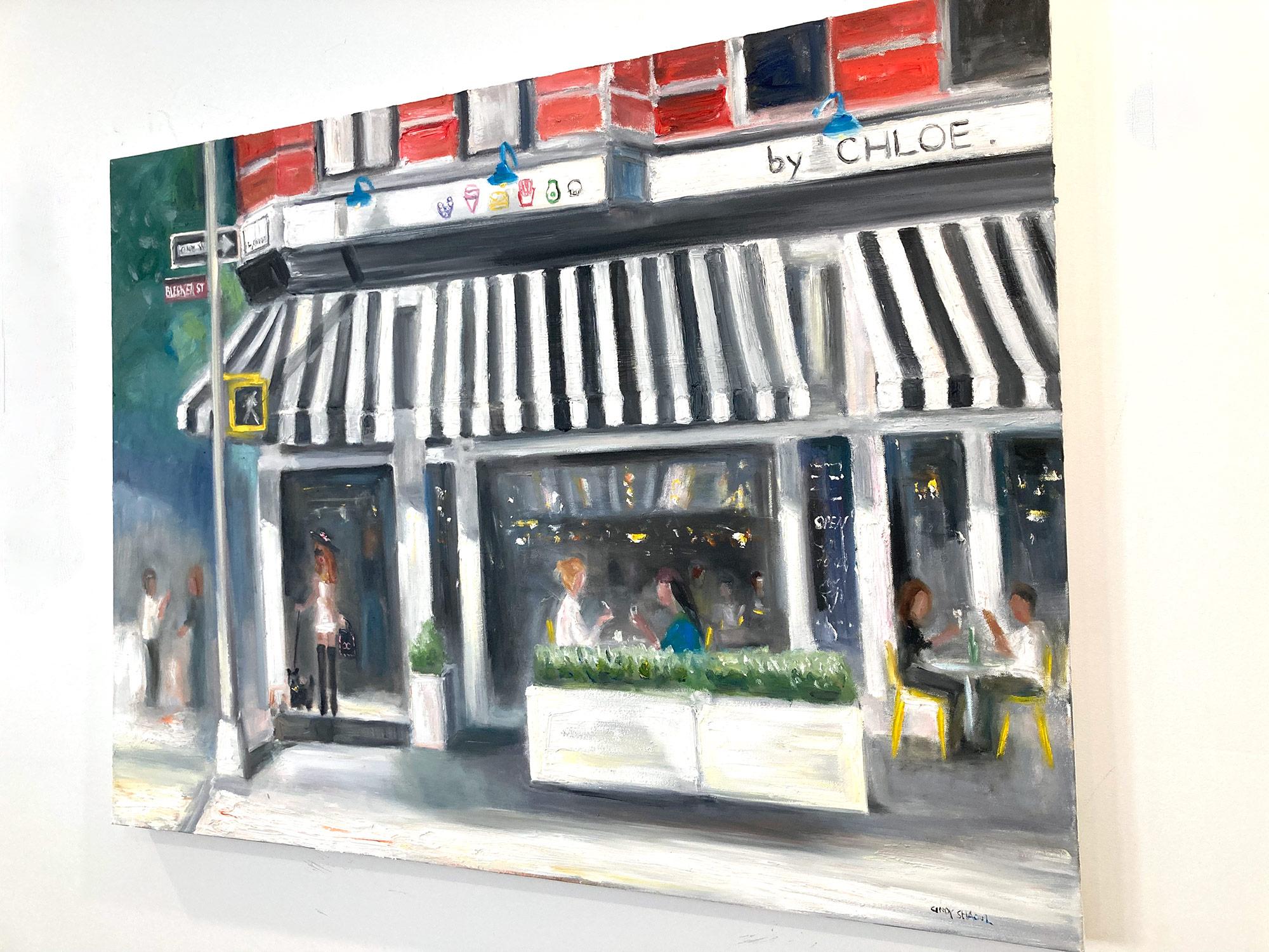 Impressionistische Szene, Ölgemälde auf Leinwand, „Brunch By Chloe NYC Bleecker St“ im Angebot 10