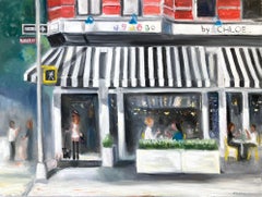 Impressionistische Szene, Ölgemälde auf Leinwand, „Brunch By Chloe NYC Bleecker St“