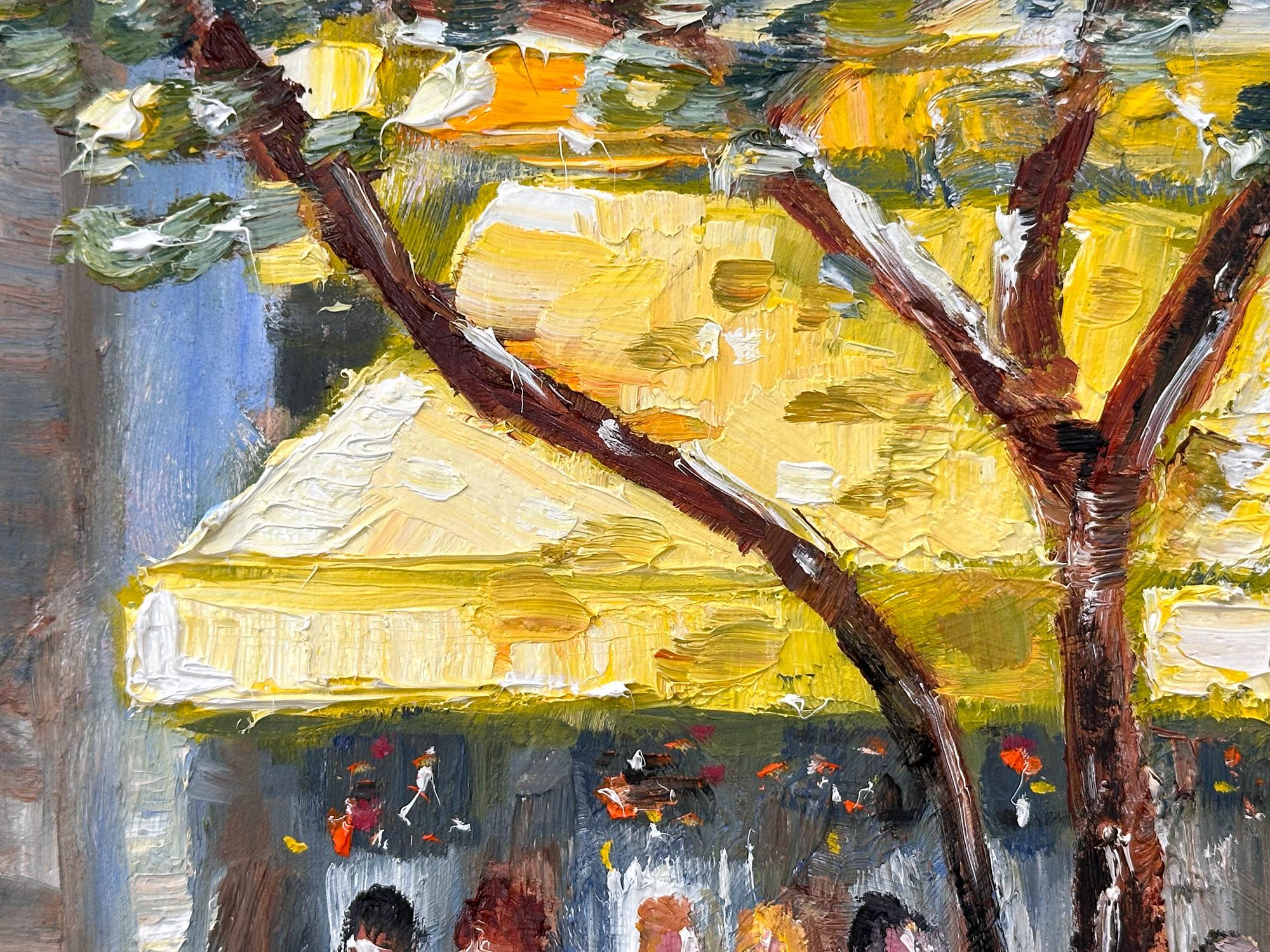 „Brunch at Cipriani“, Plein Air Restaurant, Ölgemälde in Soho, New York City (Amerikanischer Impressionismus), Painting, von Cindy Shaoul