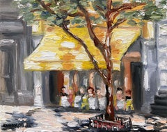 "Brunch at Cipriani" Plein Air Restaurant Oil Painting in Soho New York City