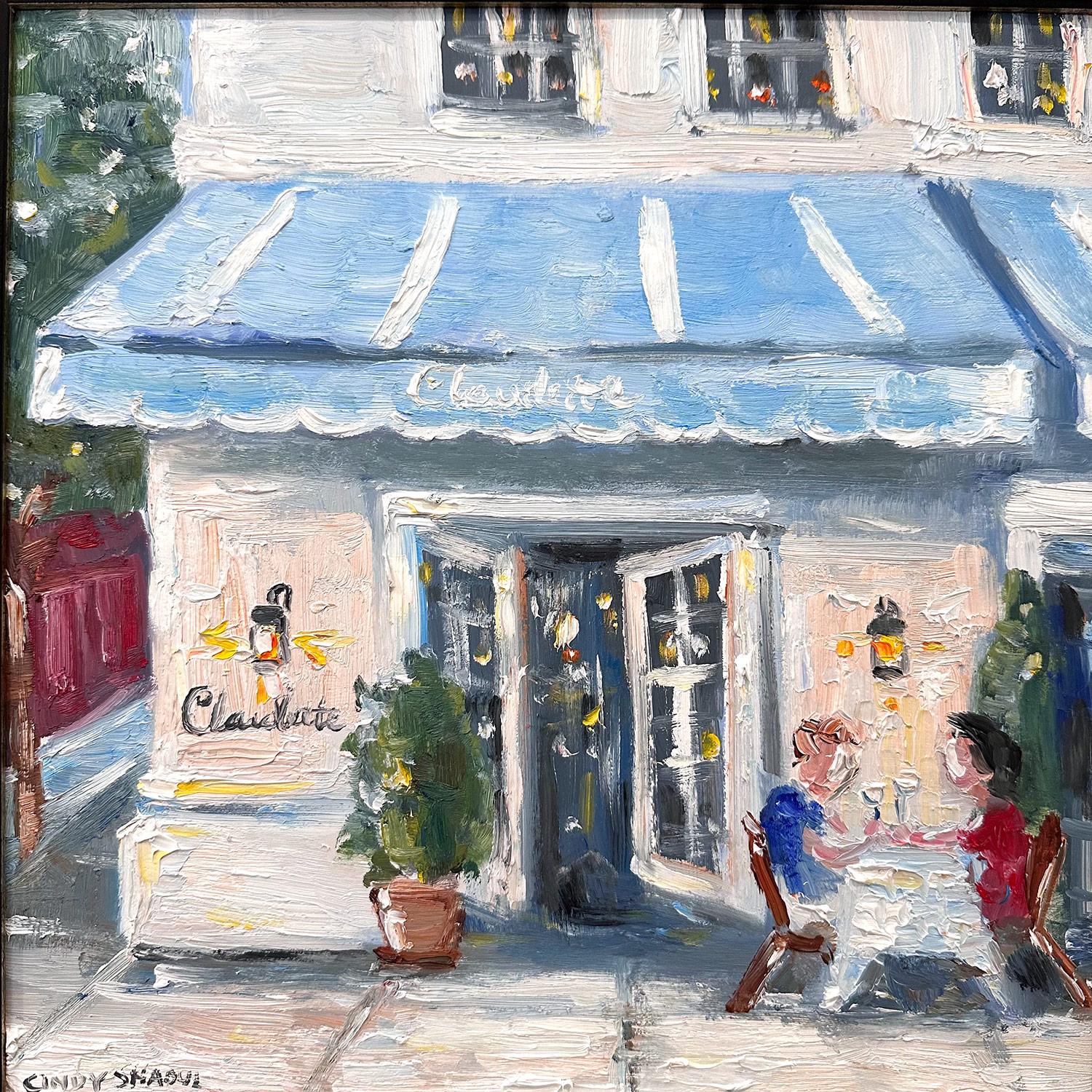 „Brunch at Claudette“ Plein Air Restaurant, Ölgemälde, 5th Avenue, New York City – Painting von Cindy Shaoul