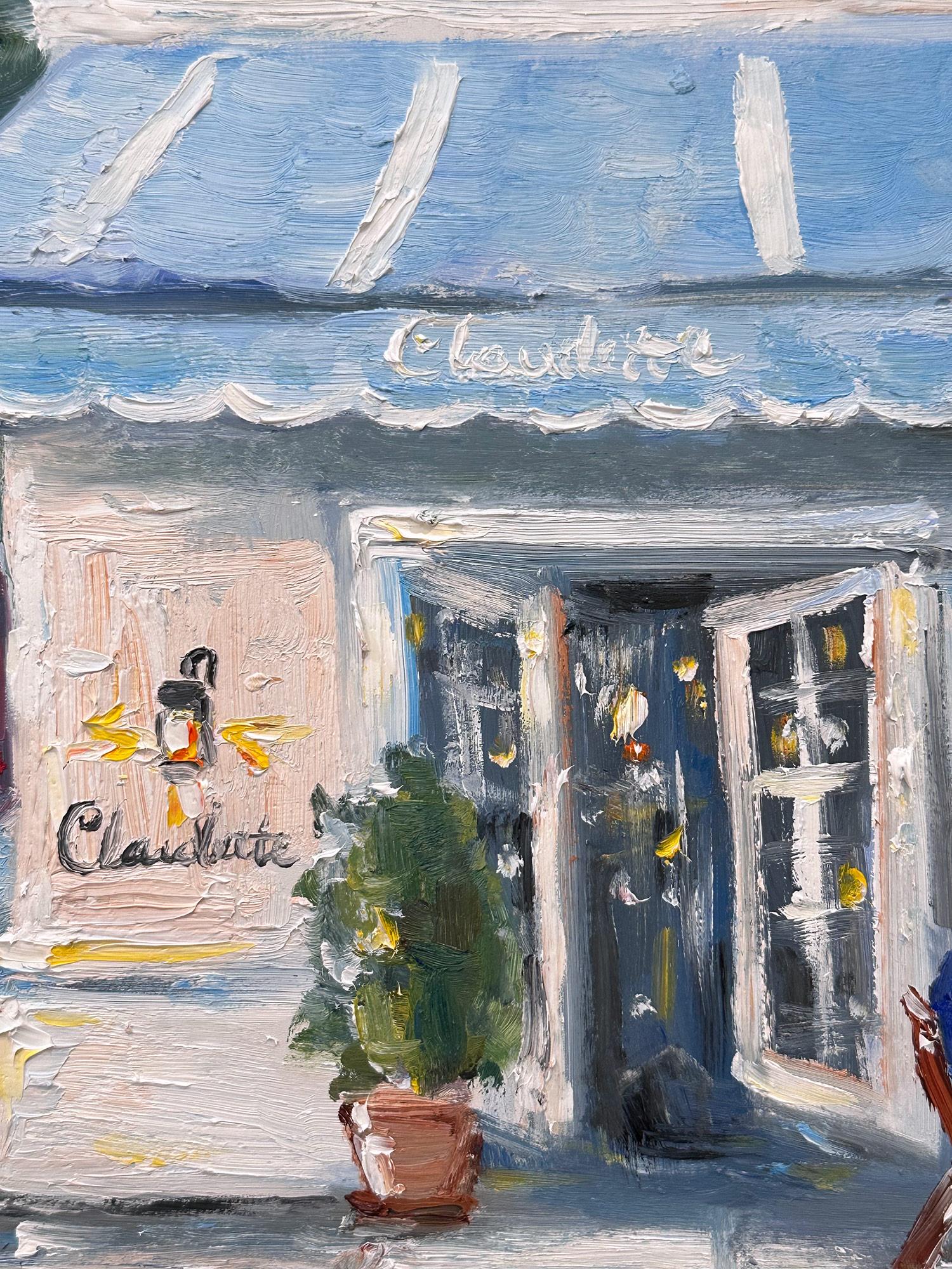 „Brunch at Claudette“ Plein Air Restaurant, Ölgemälde, 5th Avenue, New York City (Amerikanischer Impressionismus), Painting, von Cindy Shaoul