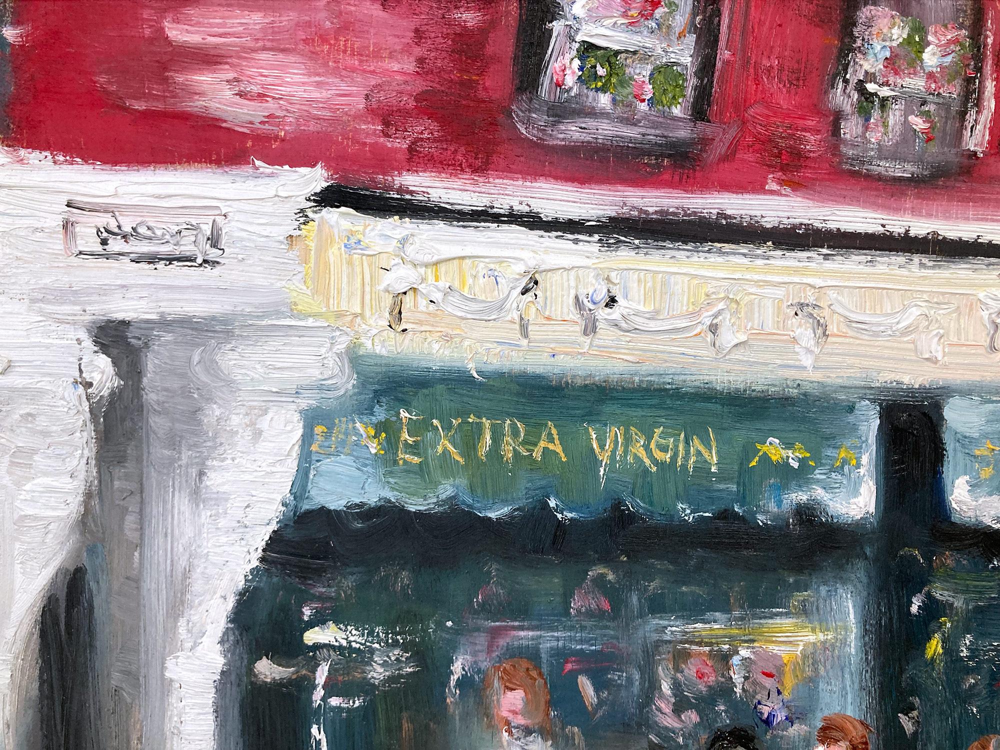 Buntes impressionistisches Ölgemälde „Brunch at Extra Virgin“ aus dem Restaurant  im Angebot 7