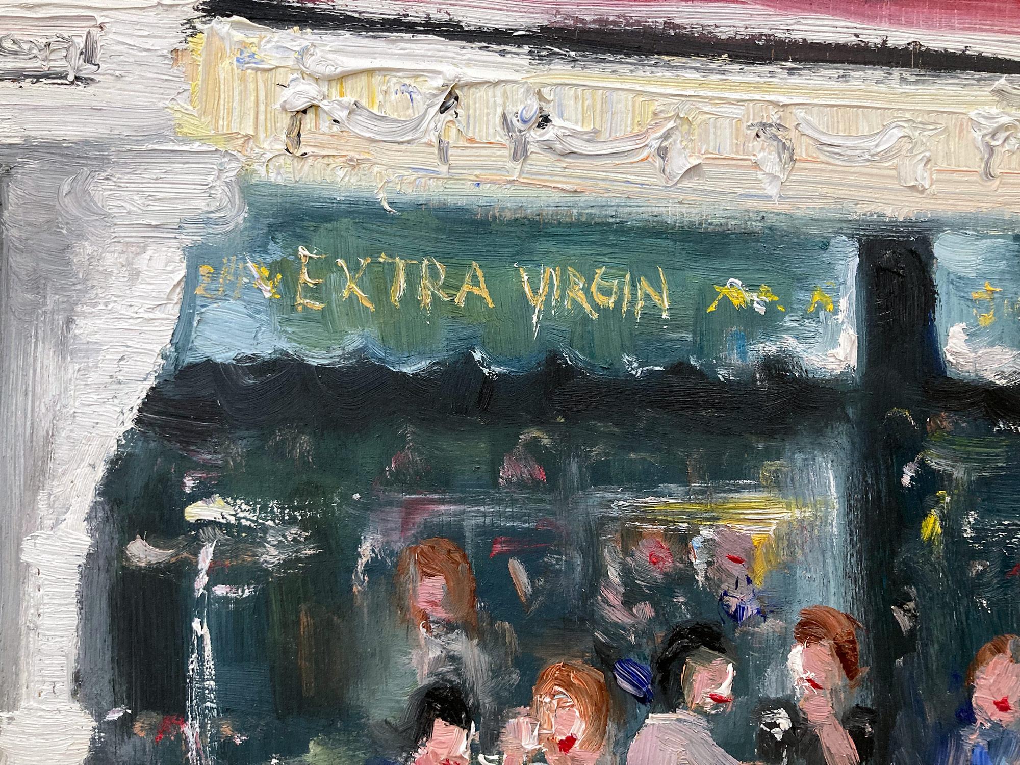 Buntes impressionistisches Ölgemälde „Brunch at Extra Virgin“ aus dem Restaurant  im Angebot 2