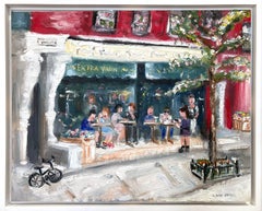 "Brunch at Extra Virgin" Colorful Impressionistic Restaurant Oil Painting 