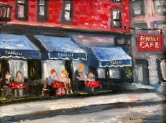 "Brunch at Fanelli" Impressionistic Plein Air Oil Painting of Figures Soho NYC