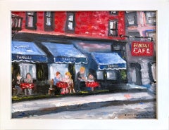 "Brunch at Fanelli" Impressionistic Plein Air Oil Painting of Figures Soho NYC