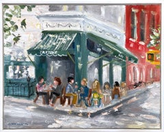 "Brunch at Tartine" Colorful Impressionistic Oil Painting in Soho Restaurant 