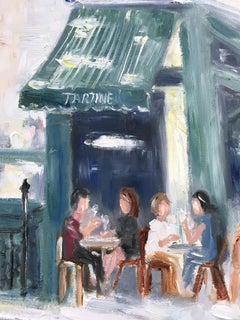 "Brunch at Tartine" NYC Impressionistic Plein Air Scene Oil Painting on Canvas