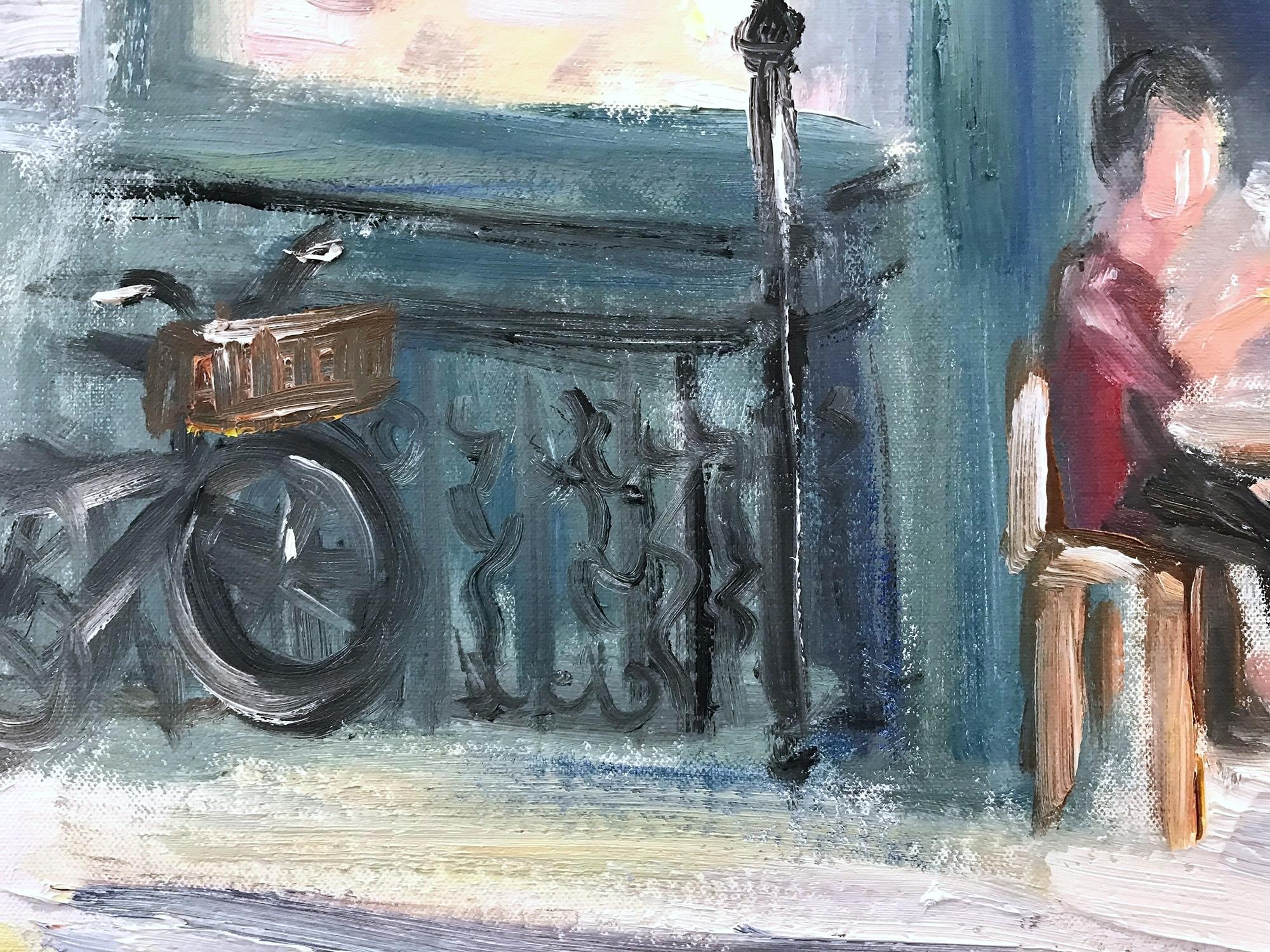 Questo quadro raffigura una scena impressionistica di un brunch da Tartine a New York. Le figure sono sedute a fare un brunch con un drink in mano in questa giornata di sole. Possiamo percepire la consistenza della pittura, in quanto l'artista
