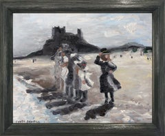 "By the Seashore" Impressionistic Beach Scene Oil Painting on Canvas