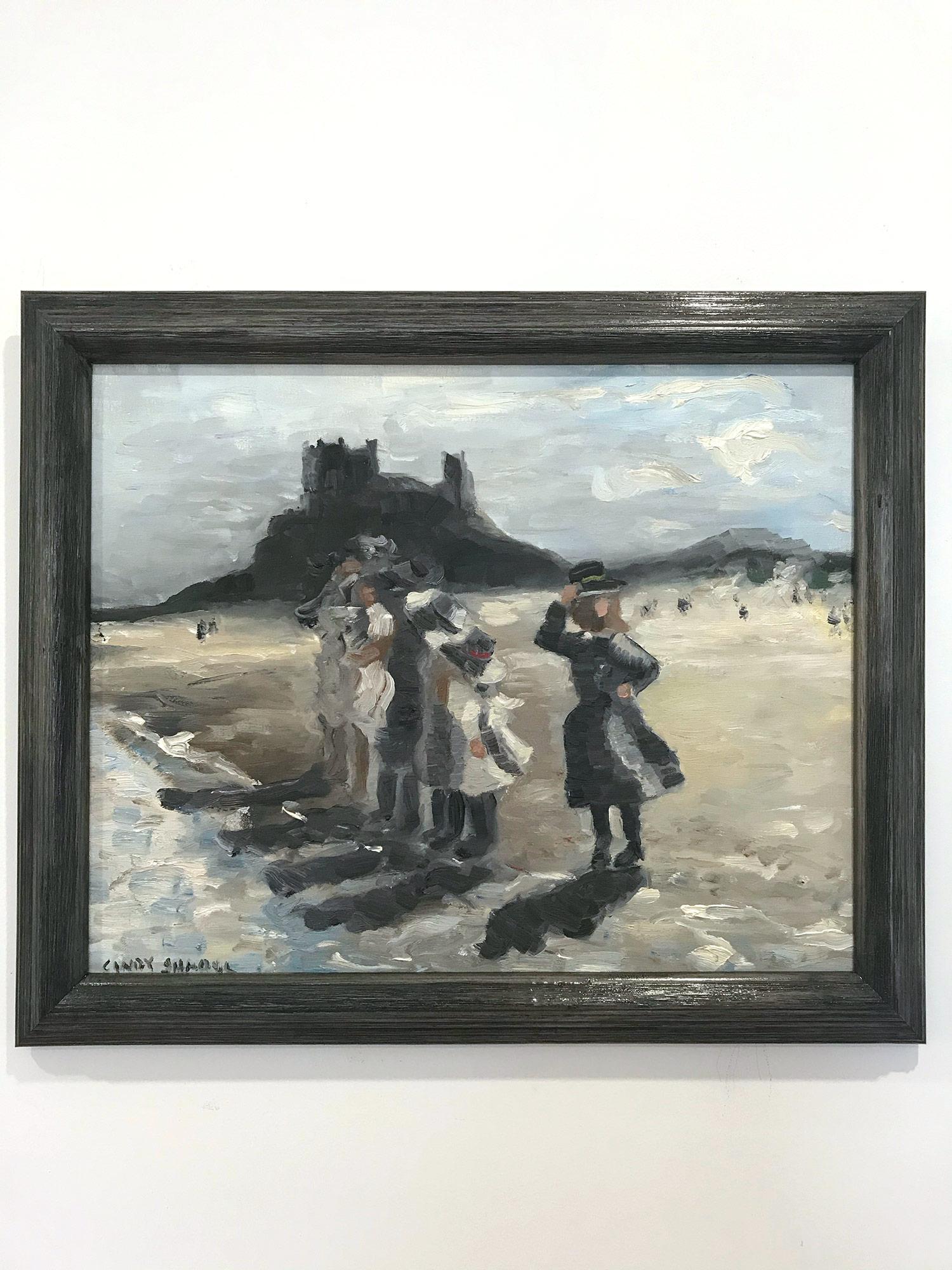 Impressionistische Strandszene, Ölgemälde auf Leinwand, „By the Seashore“ im Angebot 4