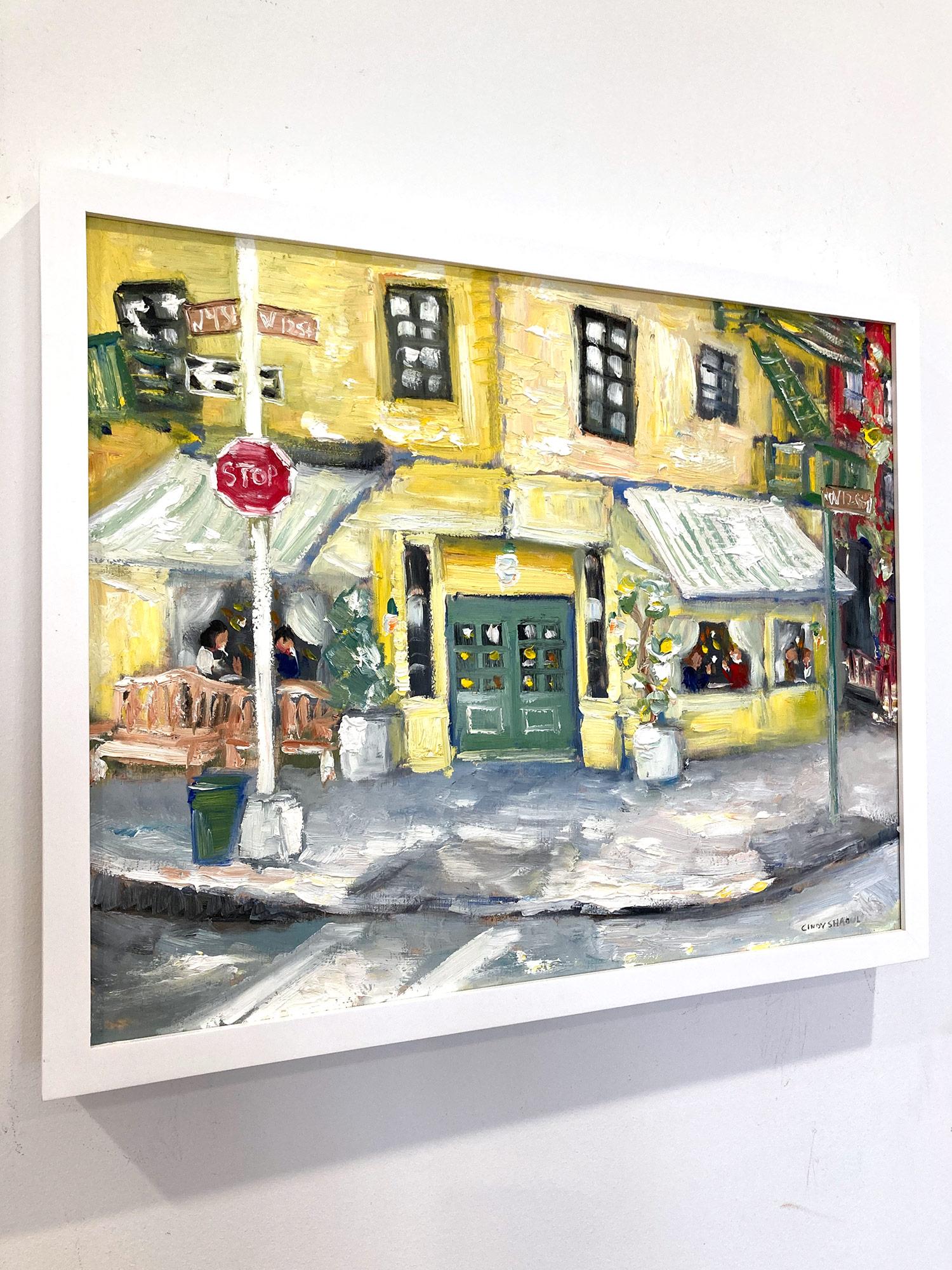 „Cafe Cluny“ Buntes impressionistisches Restaurant-Ölgemälde in Soho, New York im Angebot 8
