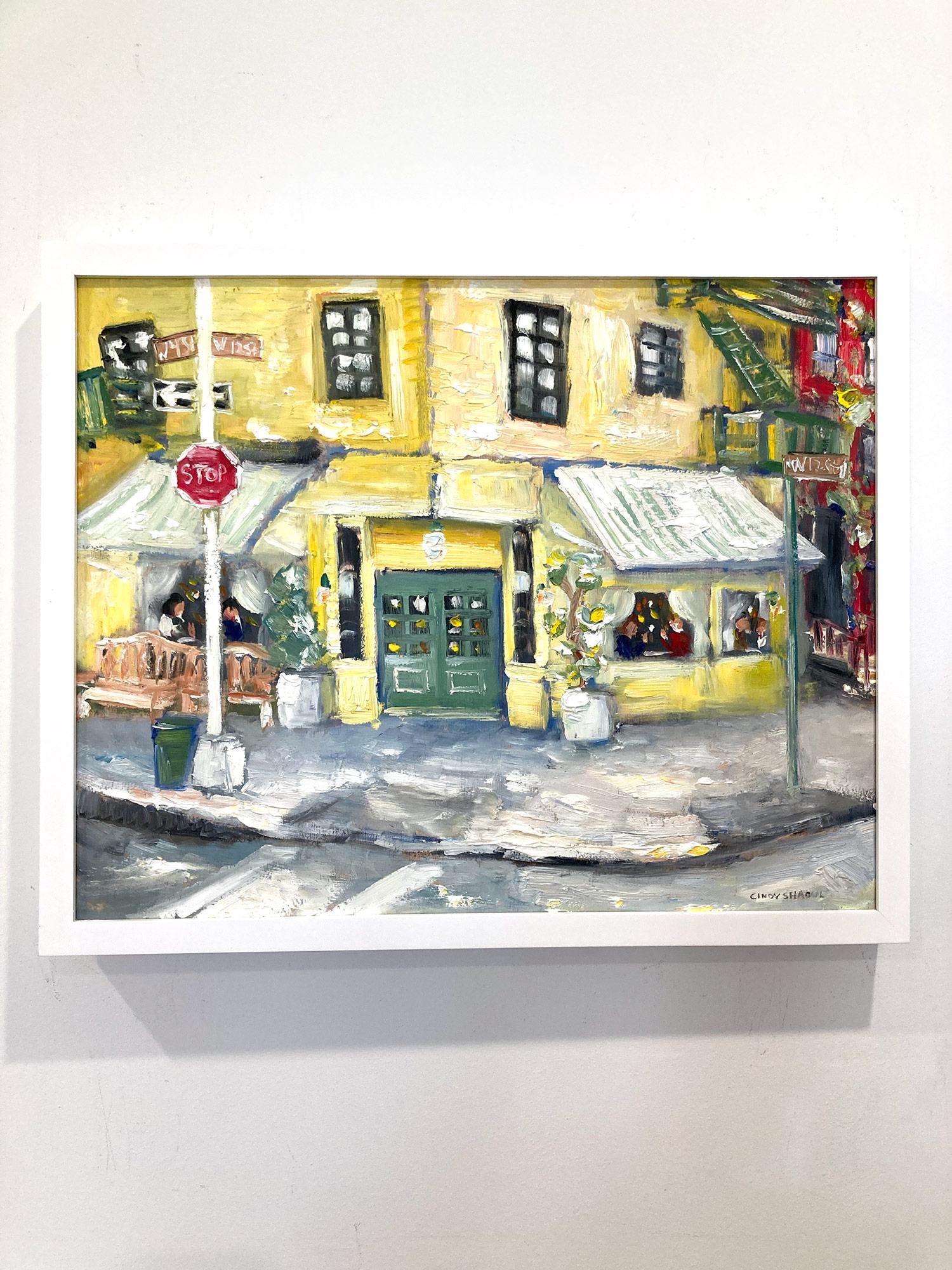 „Cafe Cluny“ Buntes impressionistisches Restaurant-Ölgemälde in Soho, New York im Angebot 9