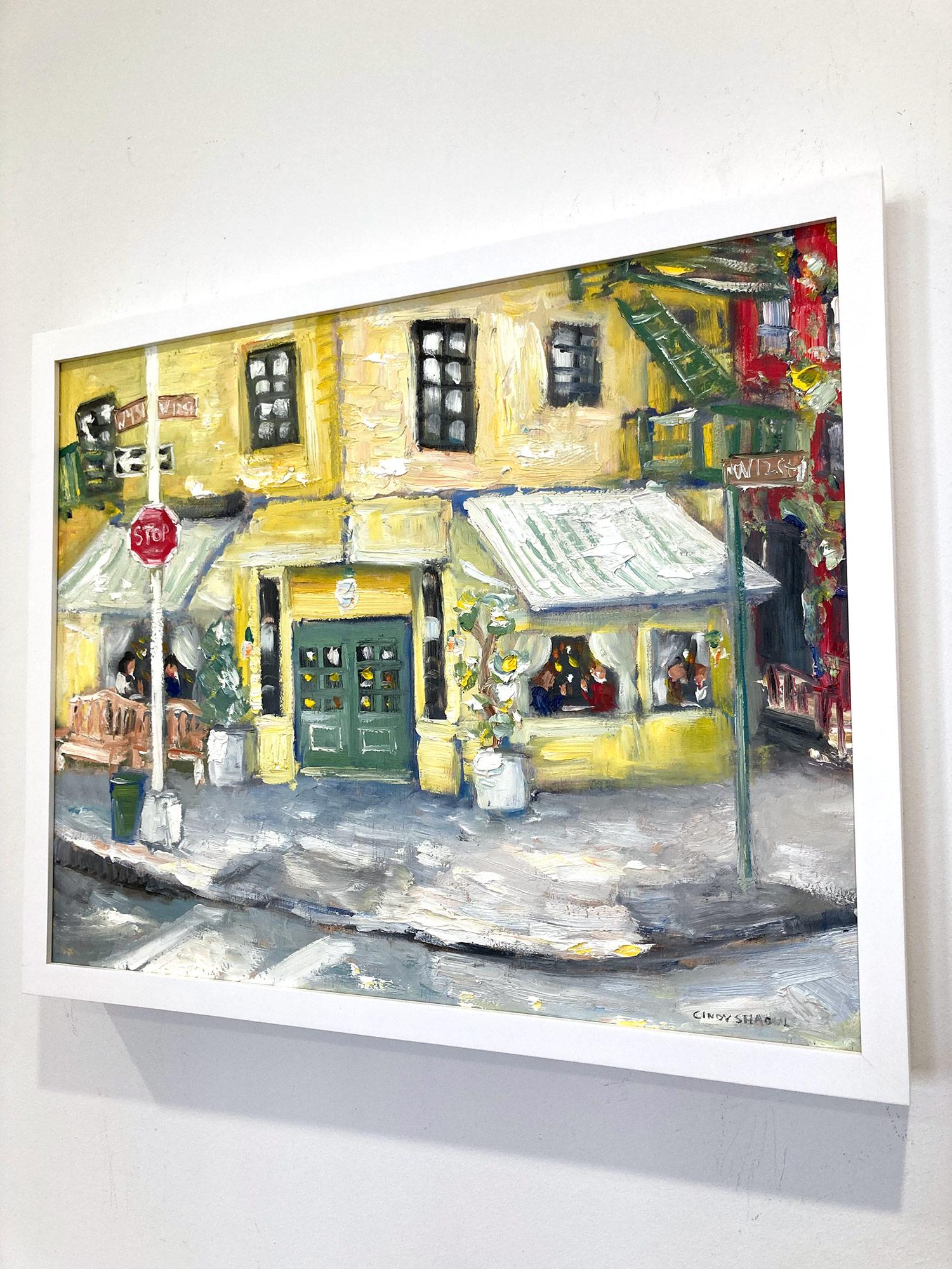 „Cafe Cluny“ Buntes impressionistisches Restaurant-Ölgemälde in Soho, New York im Angebot 10