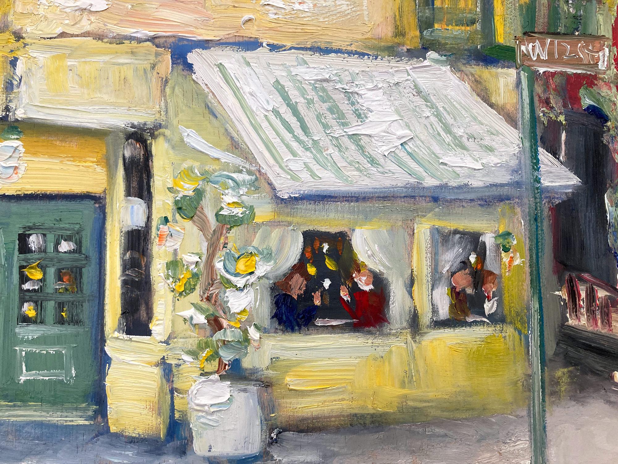 „Cafe Cluny“ Buntes impressionistisches Restaurant-Ölgemälde in Soho, New York (Amerikanischer Impressionismus), Painting, von Cindy Shaoul