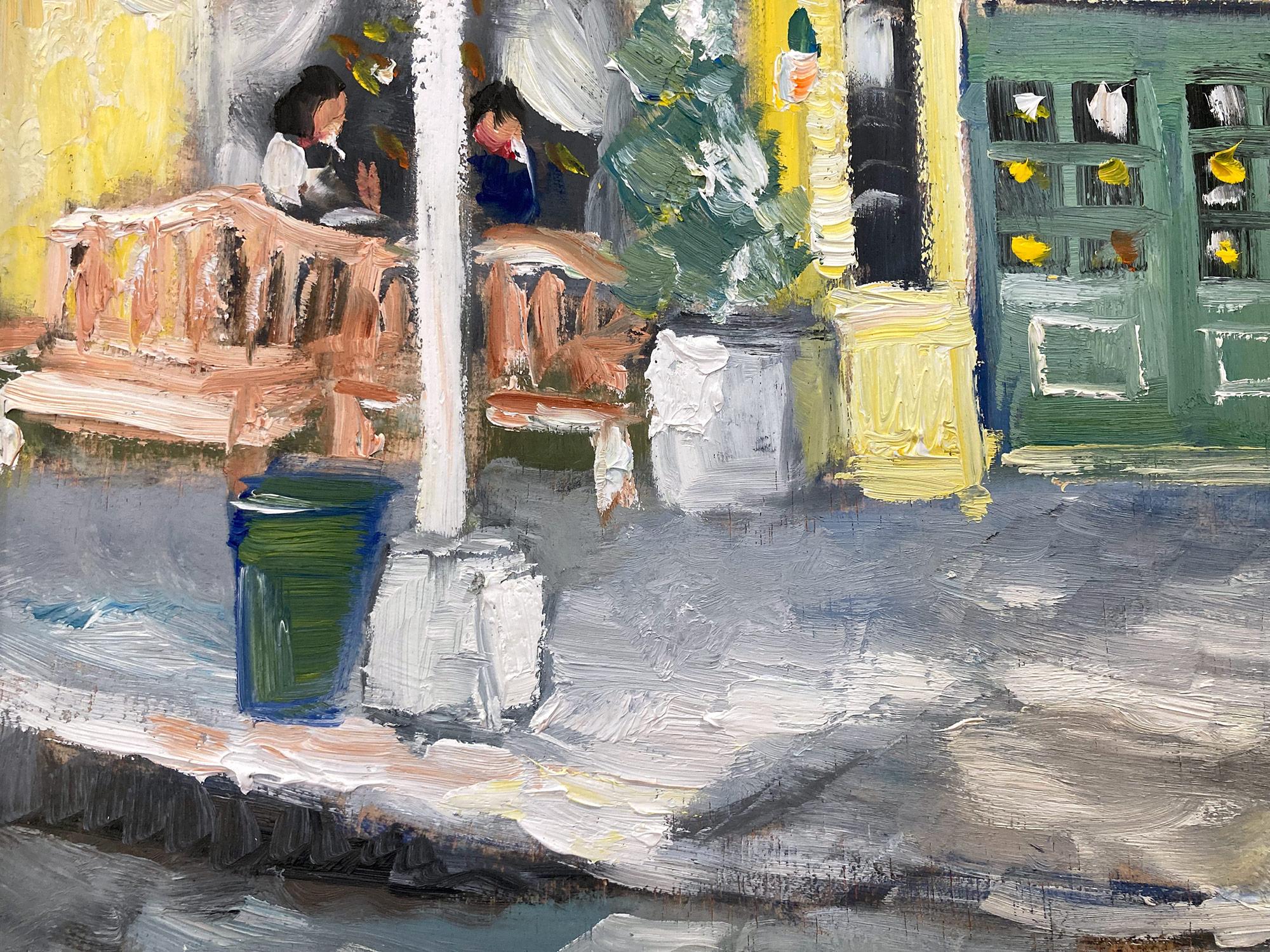 „Cafe Cluny“ Buntes impressionistisches Restaurant-Ölgemälde in Soho, New York im Angebot 5