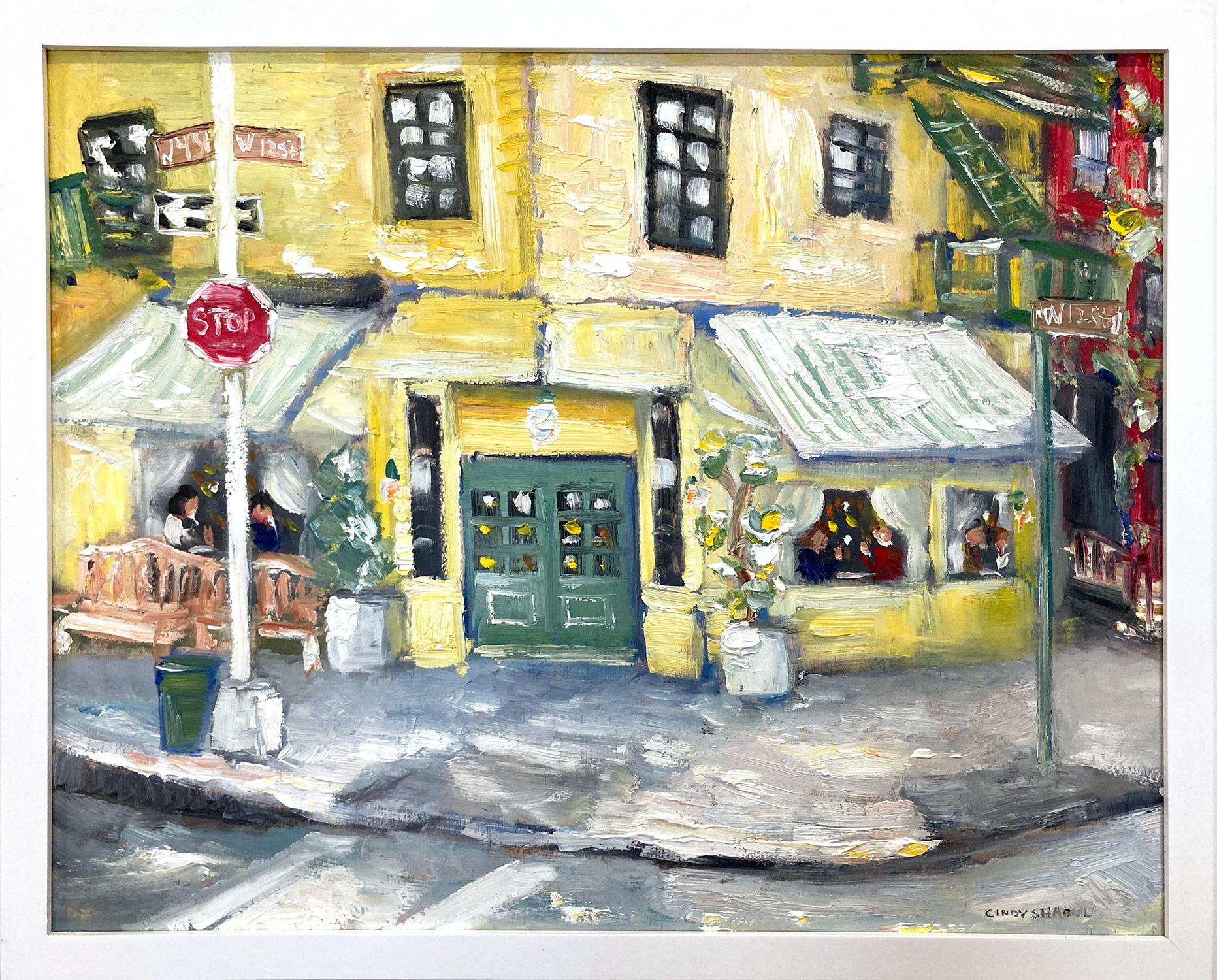 Cindy Shaoul Landscape Painting - "Cafe Cluny" Colorful Impressionistic Restaurant Oil Painting in Soho New York